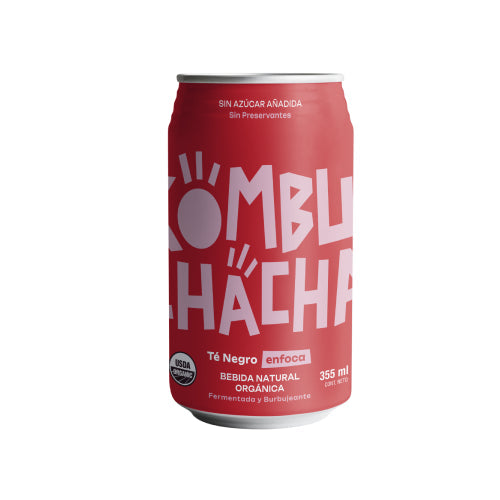 Kombucha Té Negro Original Lata - Kombuchacha - 355 ml.